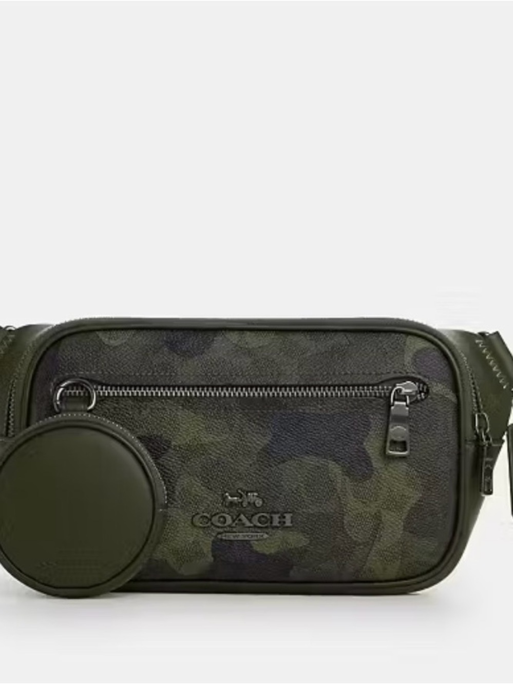 Coach Elisa Camo Leather Belt Bag in Green
